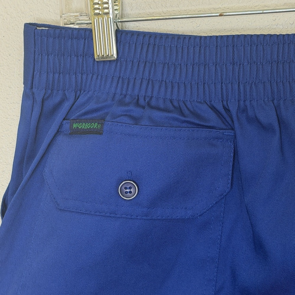 Vintage McGregor Chino Shorts Mens Large (36-38) Royal Blue Elastic Waist Coach - Picture 5 of 6